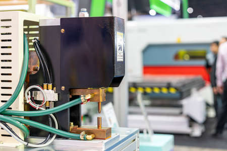 upper and lower copper electrode and cooling system tube and pneumatic equipment of resistance spot...