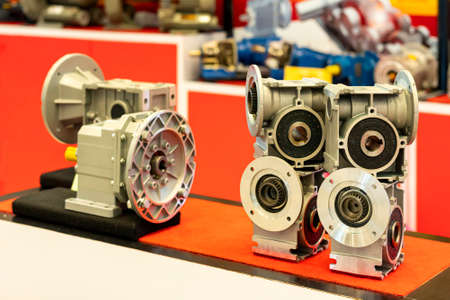 transmission metal worm gearbox for motor or engine speed reduction in industrial on table