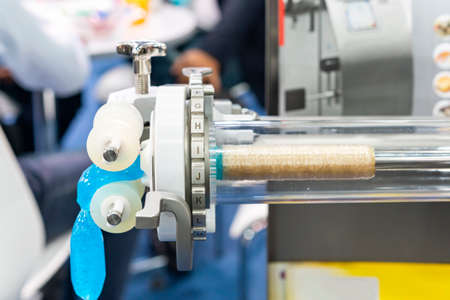 sample imitate sausage stuffer put in collagen casings by automatic vacuum press machine with...
