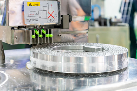 close up medicine green capsule at feeding fork of automatic capsule filling machine during...