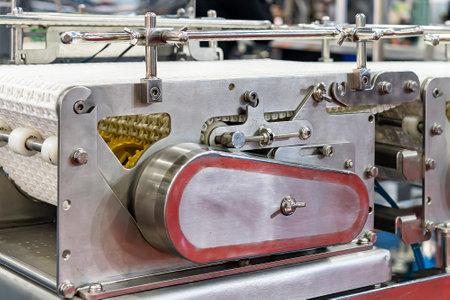 plastic modular belt conveyor for product or food transfer or any application of manufacturing process in industrial etc.の写真素材