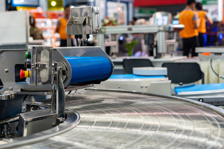 Rubber belt and stainless steel wire mesh conveyor of automatic production line of manufacturing...