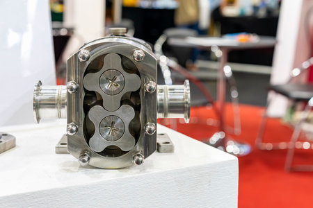rotary or lobe gear high pressure vacuum pump for control constant flow rate water solvent chemical liquid or oilの写真素材