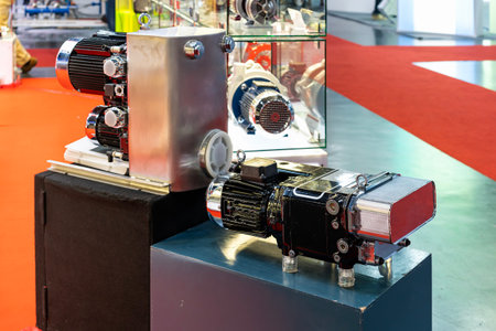 Compact high pressure liquid ring vacuum pump to create vacuum with electric motor for conveying many industrial such as chemical petrochemical oil food etc.の写真素材