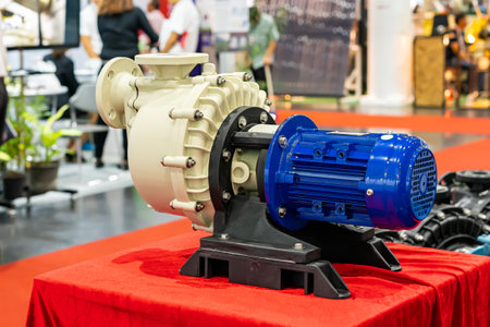 plastic centrifugal pump assembly electric motor for conveying or supply chemical solution or etc. in industrialの写真素材