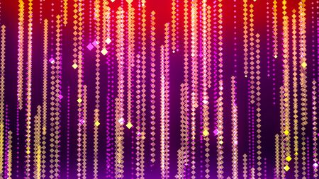Beautiful square bokeh background Abstract background with animation Falling glittering festive rainの写真素材