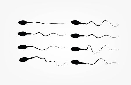 Abstract sperm icon, sperm icon and sperm vector that runs towards the egg. On a white background, competition conceptのイラスト素材