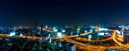Soi Rangnam, Bangkok Buildings in the heart of the capital city that shine beautifully at night.の写真素材