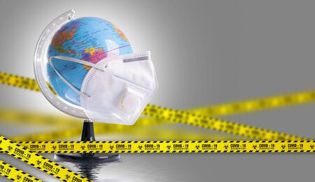 Virus Protection Covid 19 The world wears a mask to fight the coronavirus. The concept of fighting...
