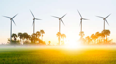 Wind turbine or wind power Translated into electricity, environmental protection Make the world not hot.の写真素材
