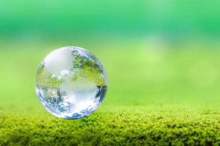 3D illustration Renewable energy concept Earth Day or environmental protection Protect the forests that grow on the ground and help save the planet.の写真素材
