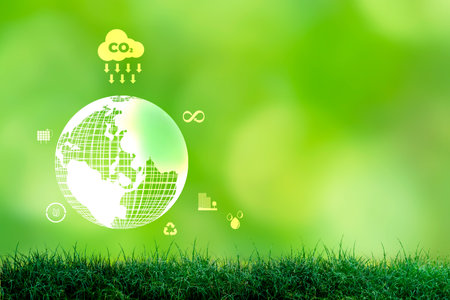 3D illustration Renewable energy concept Earth Day or environmental protection Protect the forests that grow on the ground and help save the planet.の写真素材