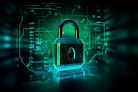 Faceless hackers and malware hackers use laptops with dangerous digital code on binary code background.の素材