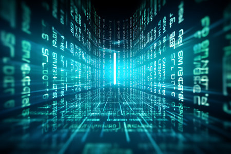 digitization of the city concept of the future, binary numberの素材