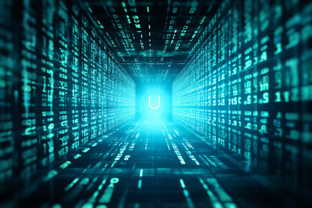 digitization of the city concept of the future, binary numberの素材