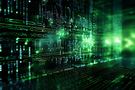 digitization of the city concept of the future, binary numberの素材