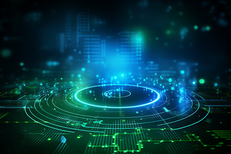 digitization of the city concept of the future, binary numberの素材