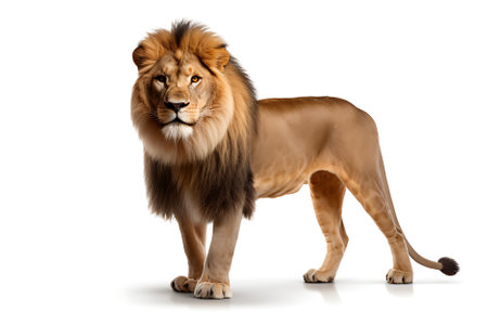 Male and female lions Isolated on a white backgroundの素材