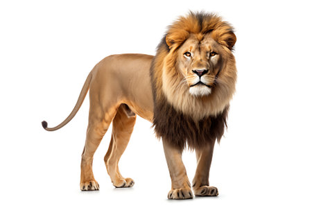 Male and female lions Isolated on a white backgroundの素材