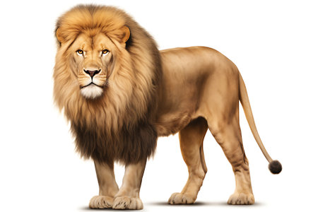 Male and female lions Isolated on a white backgroundの素材