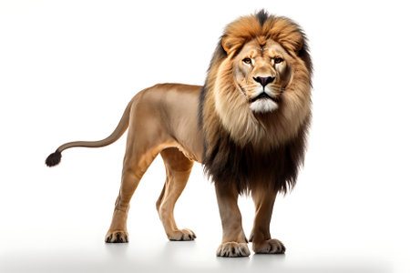 Male and female lions Isolated on a white backgroundの素材