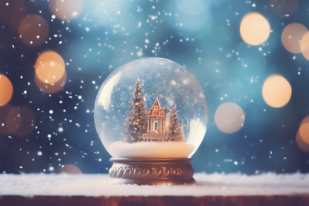 Snow Globe House of Merry Christmas. Sharp light and shadow style. Collect details meticulouslyの素材