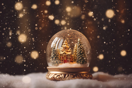 Snow Globe House of Merry Christmas. Sharp light and shadow style. Collect details meticulouslyの素材