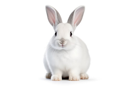 easter bunny On a cute, fluffy white background. Animal symbols of Easterの素材