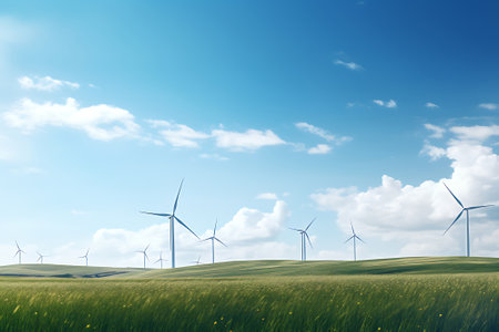 Wind turbine or wind power Translated into electricity, environmental protection Make the world not hot.の素材