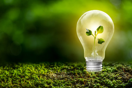 3D illustration Renewable energy concept Earth Day or environmental protection Protect the forests that grow on the ground and help save the planet.の写真素材