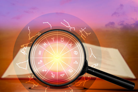 Zodiac signs and astrology with constellations, concepts, predictions, horoscopes, beliefsの写真素材