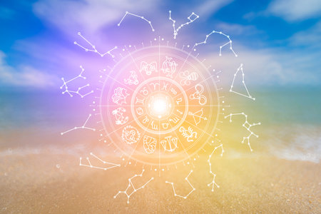 Zodiac signs and astrology with constellations, concepts, predictions, horoscopes, beliefsの写真素材