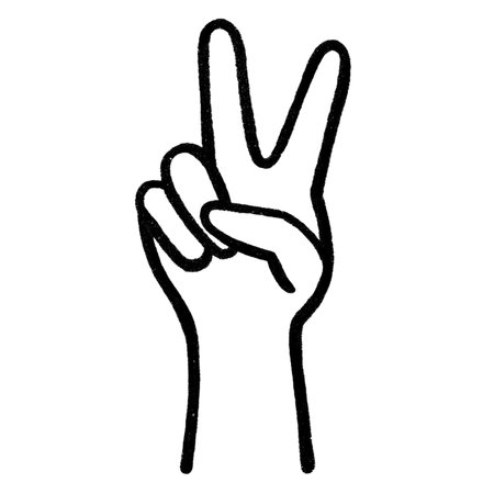 Set of realistic gestures, hand shapes. Lay black stroke logo graphic art design isolated on white The concept of expressing love, rock, V sign, love.の写真素材