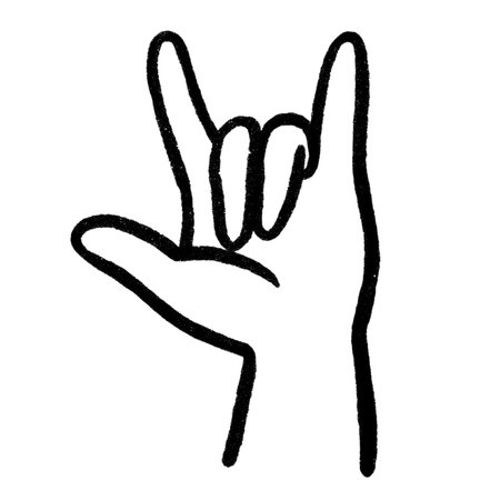 Set of realistic gestures, hand shapes. Lay black stroke logo graphic art design isolated on white The concept of expressing love, rock, V sign, love.の写真素材
