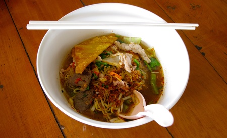 thai tom yum noodle soupの写真素材