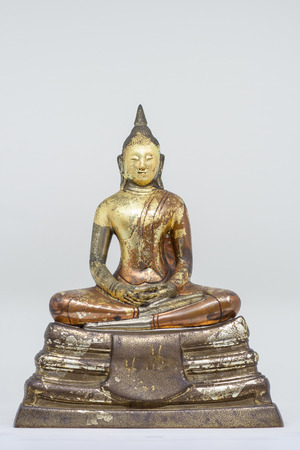 Buddha statue cover in gold leaf, Thailandの写真素材
