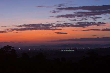 View of landscape with sunrise light at Northern Thailand.の写真素材