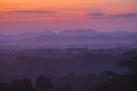 View of landscape with sunrise light at Northern Thailand.の写真素材
