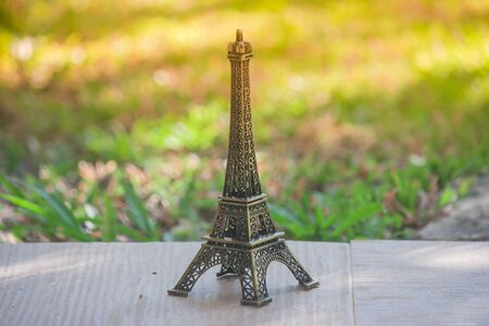 Little model of Eiffel tower with vintage effect.の写真素材