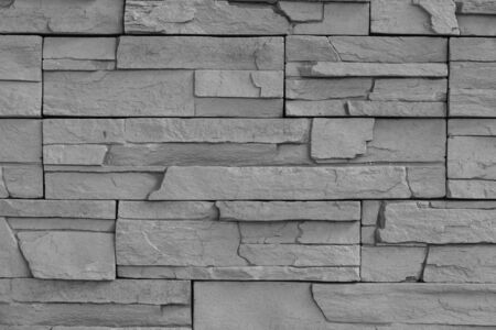 Texture of gray brick wall background with Black and White effect.の写真素材