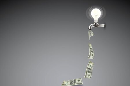 Business Creative and Idea Concept : Money flow from hydrant.の写真素材
