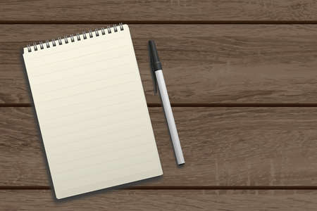 Business Creative and Innovation Concept : Notepad and pen on wooden desk.