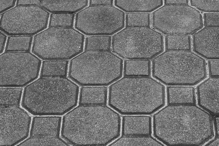 Top view texture of gray block in concrete ground of sidewalk. (Black and White filter effect)の写真素材