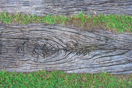 Top view texture of wooden pathway at public park.の写真素材