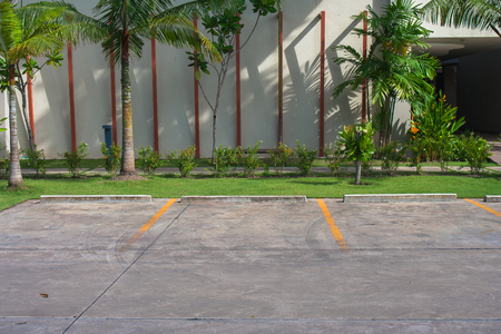 Empty space in car parking lot at outdoor park of the resort.の写真素材