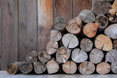 A pile of wood in the cabin storage of peasant agriculture