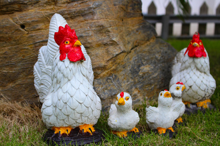 Chicken statue  rock Family chickの写真素材