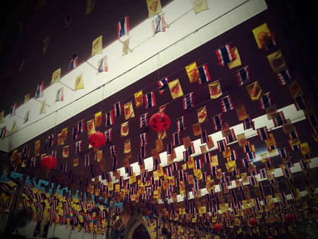 Flags on ceiling and wall