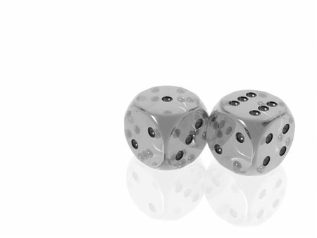 gray dices on white background の写真素材