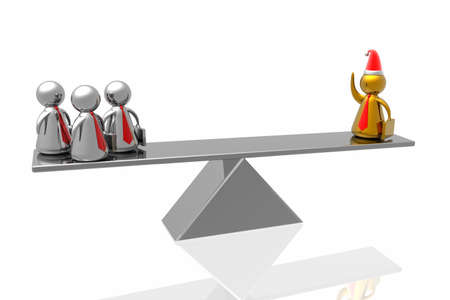 golden leader in santa hat,business conceptの写真素材